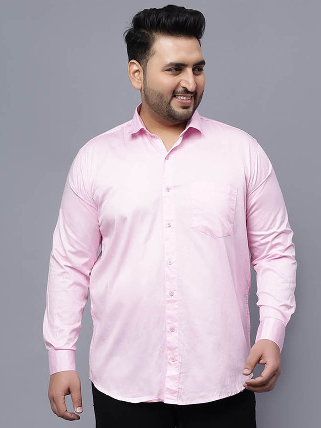 

Toodle Plus Comfort Regular Fit Spread Collar Plus Size Cotton Casual Shirt, Pink