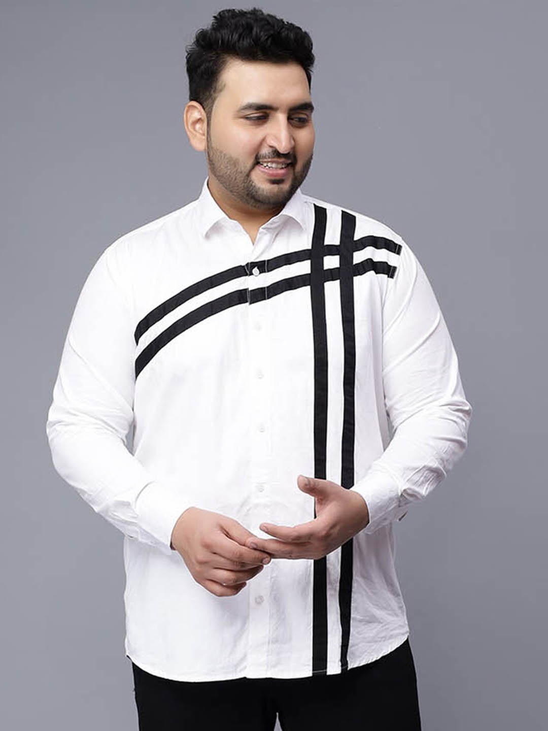 

Toodle Plus Comfort Fit Striped Casual Shirt, White