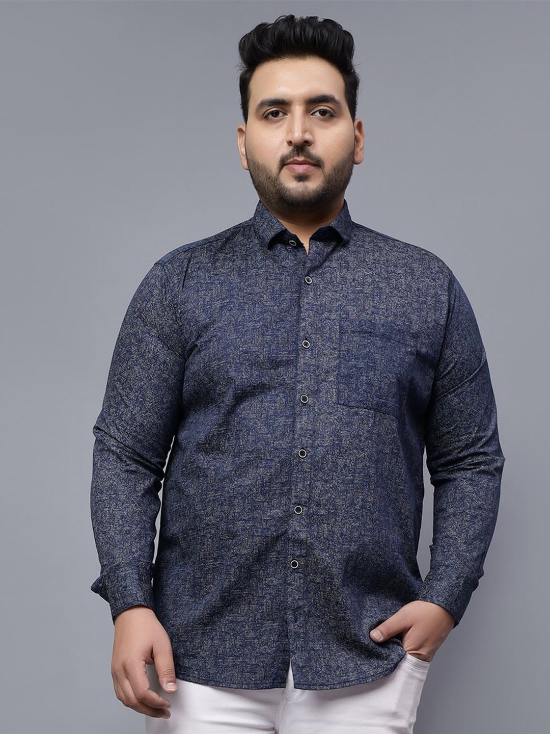 

Toodle Plus Men Comfort Fit Abstract Printed Casual Shirt, Navy blue