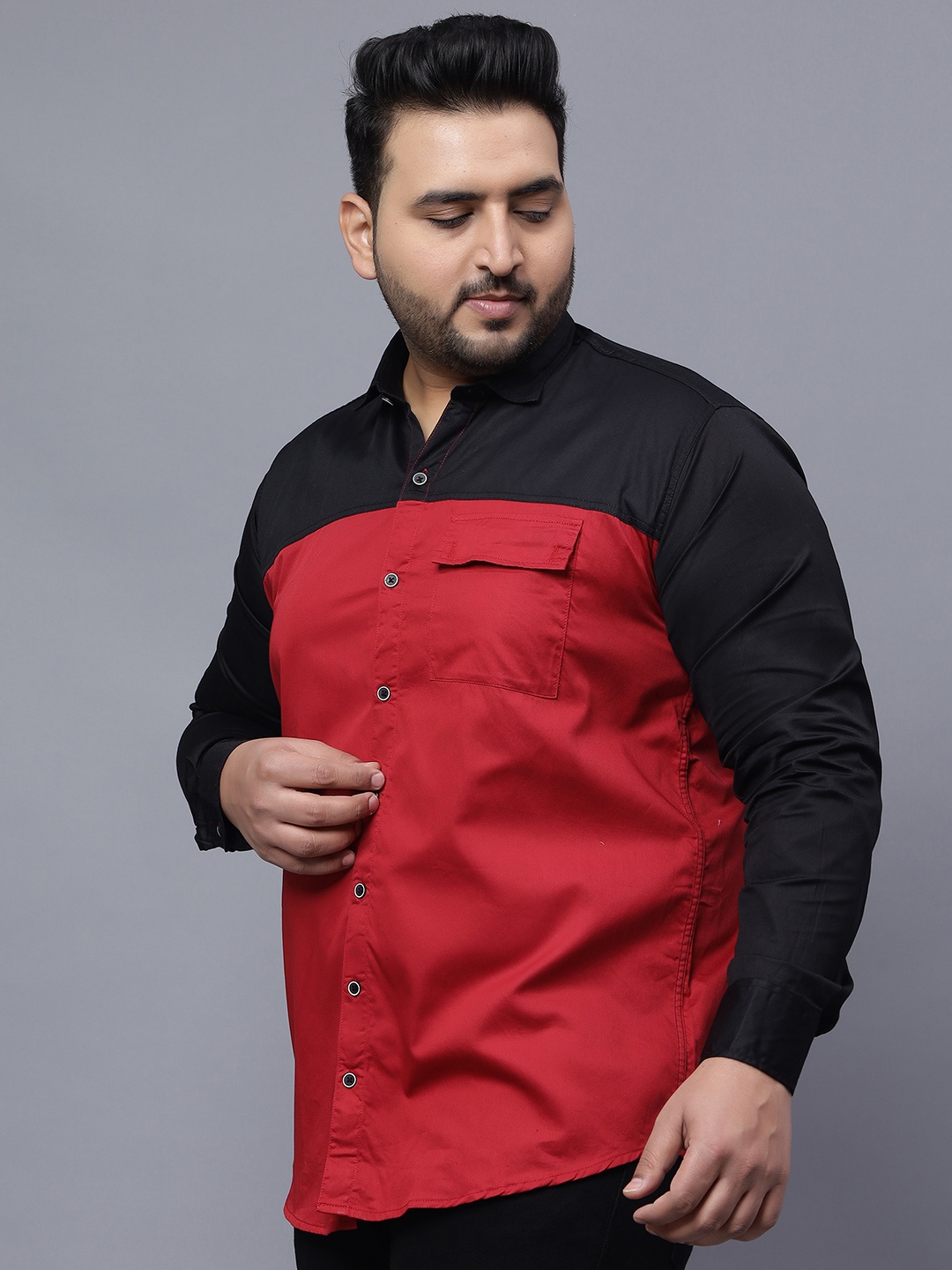 

Toodle Plus Men Red Comfort Opaque Colourblocked Casual Shirt