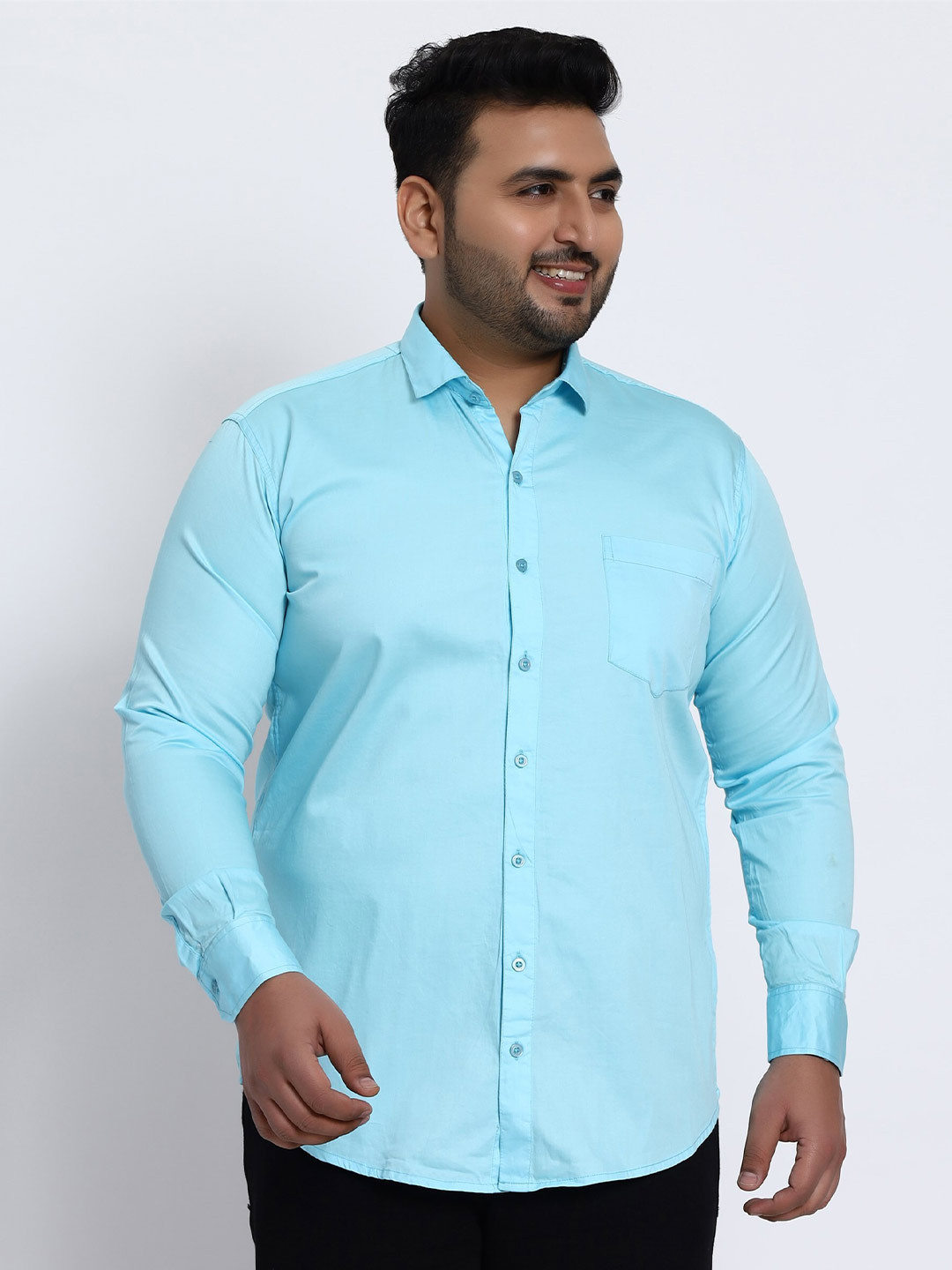 

Toodle Plus Comfort Opaque Satin Cotton Casual Shirt, Blue