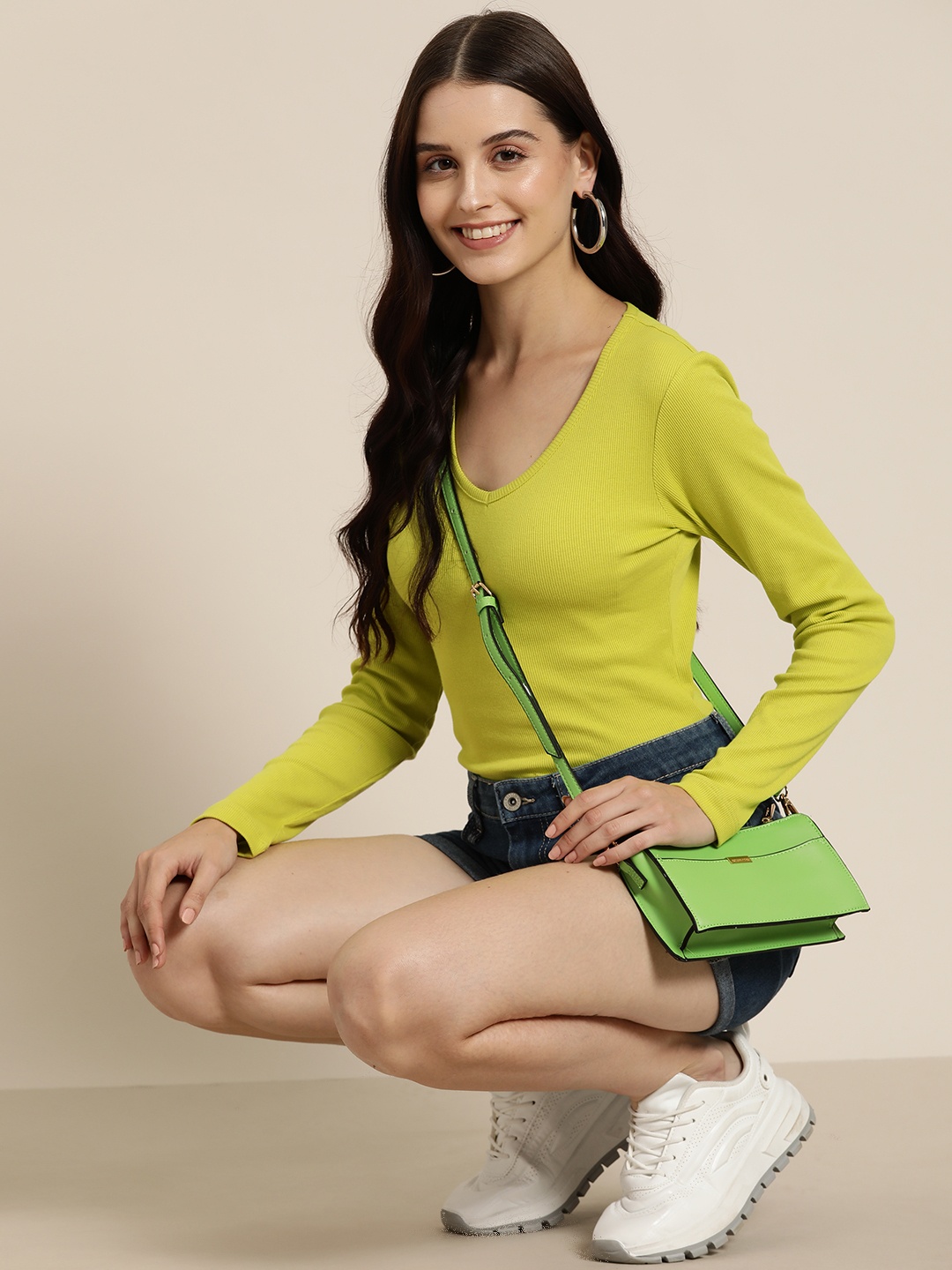 

HERE&NOW Long Sleeves Cotton Top, Yellow