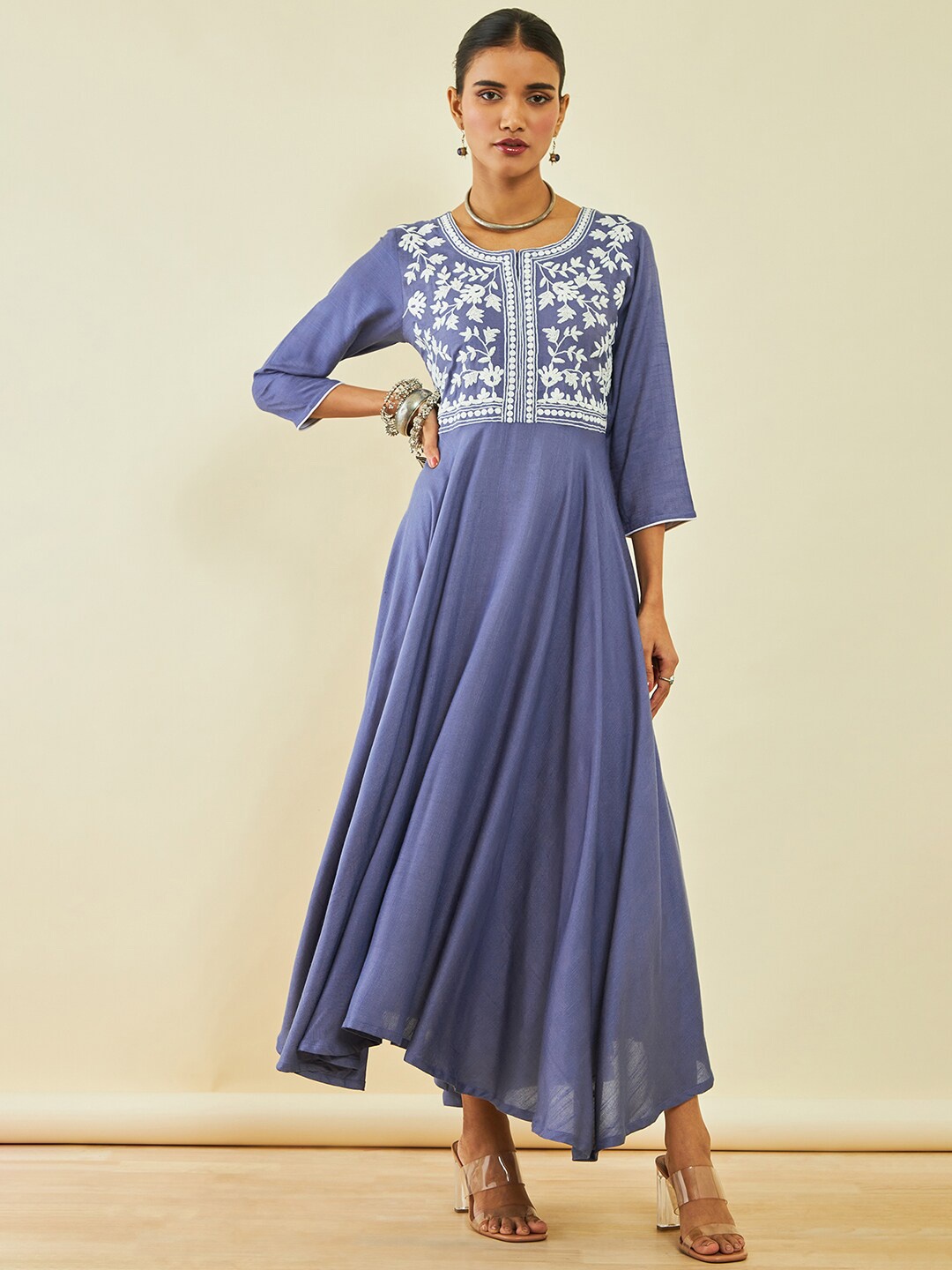 

Soch Floral Embroidered Maxi Ethnic Dress, Blue