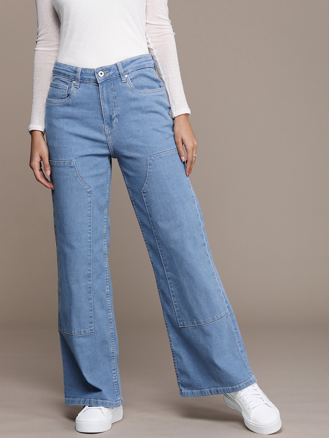 

The Roadster Lifestyle Co. Women Wide Leg Stretchable Jeans, Blue