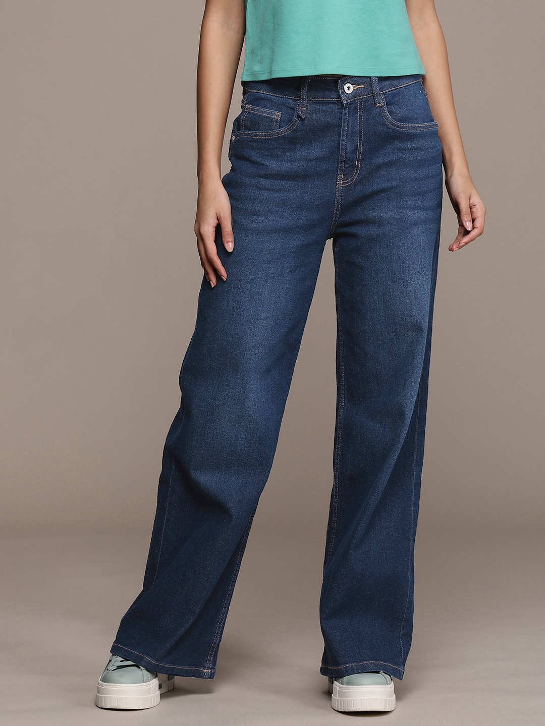 

The Roadster Life Co. Women Wide Leg Jeans, Blue