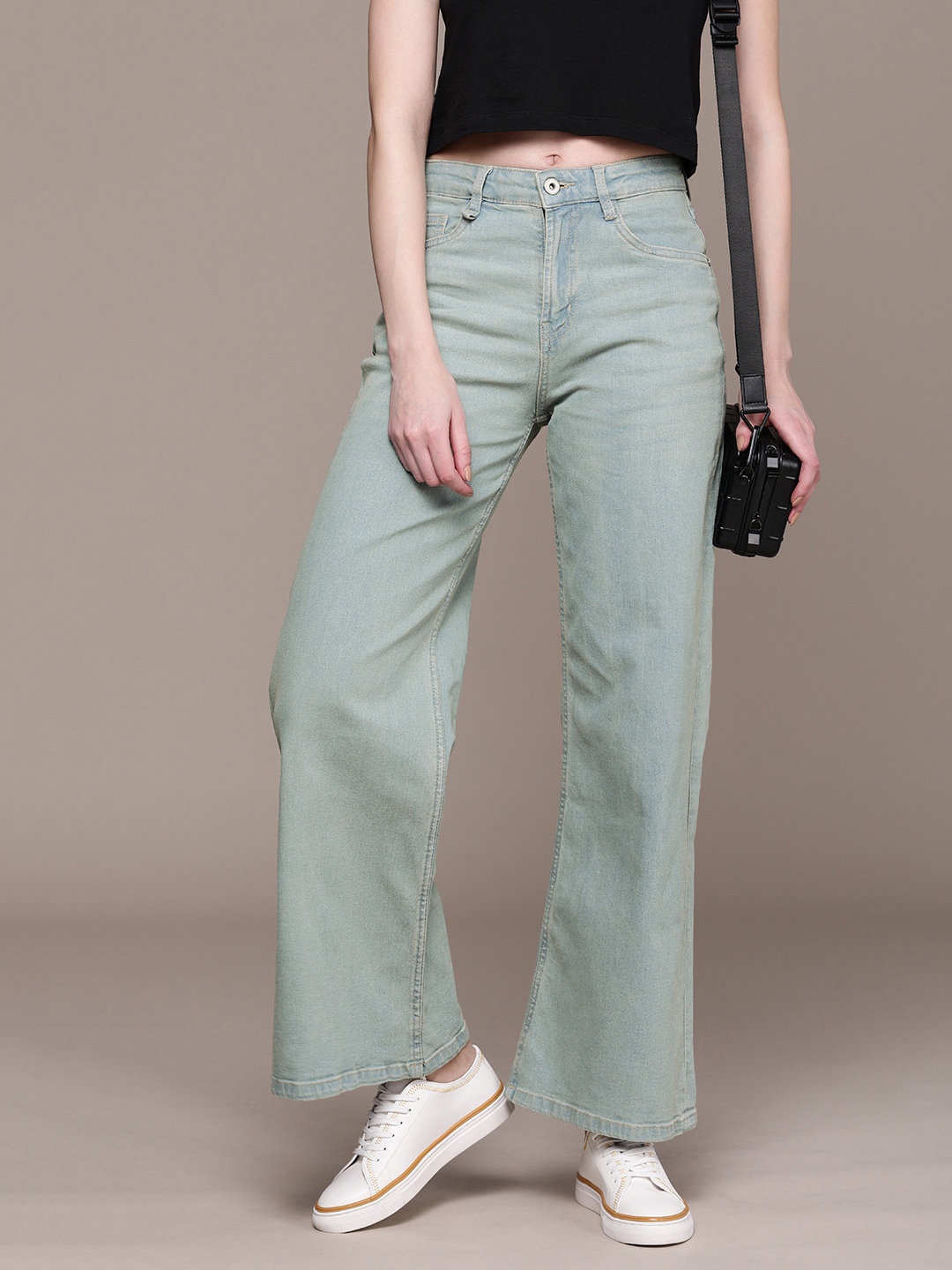 

The Roadster Life Co. Women Wide Leg Stretchable Jeans, Blue