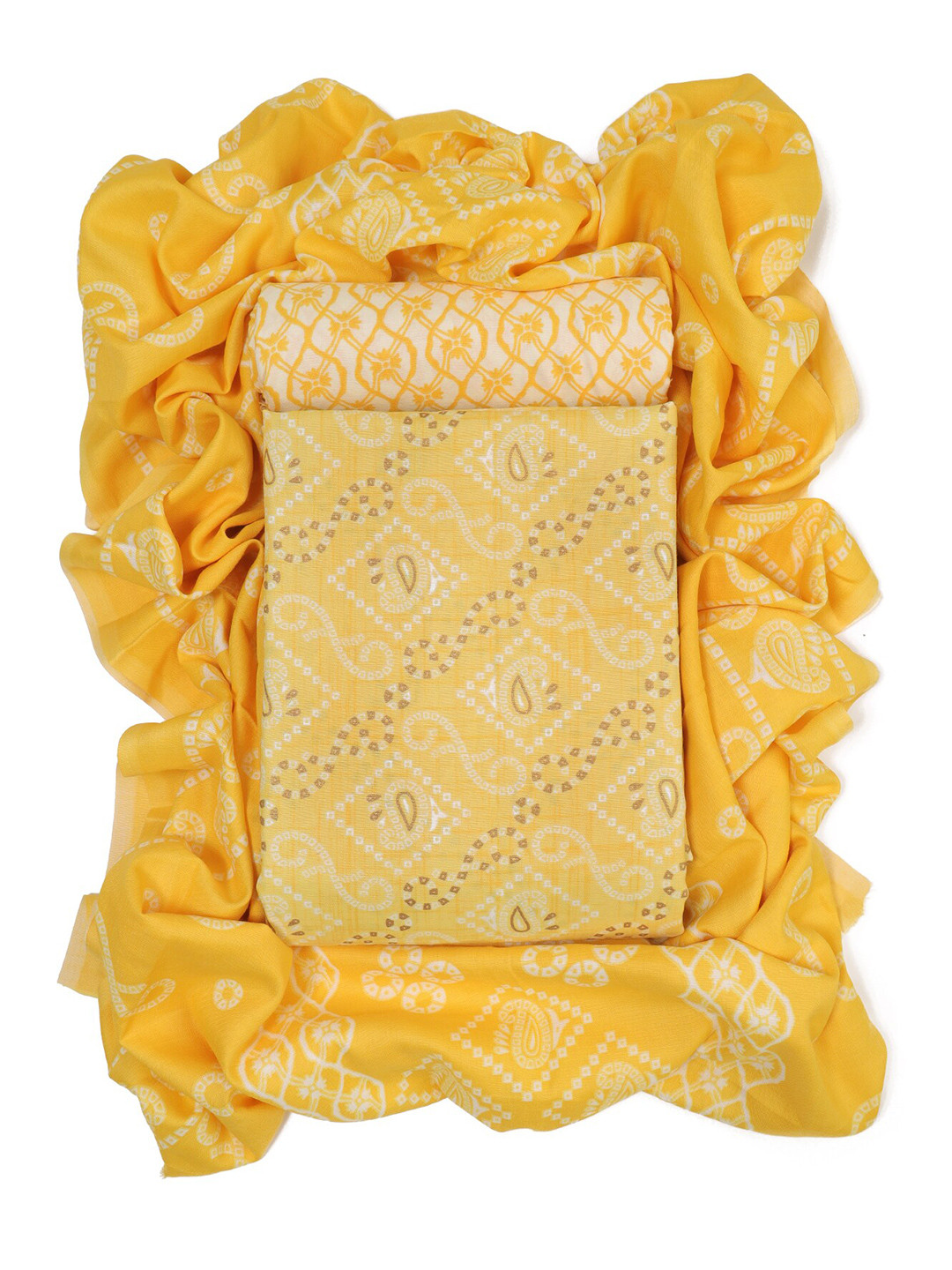 

Sun Fashion And Lifestyle Ethnic Motifs Printed Unstitched Dress Material, Yellow