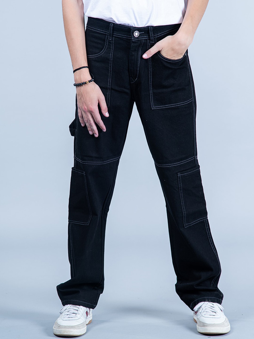 

Tistabene Men Comfort Straight Fit Clean Look Cotton Jeans, Black