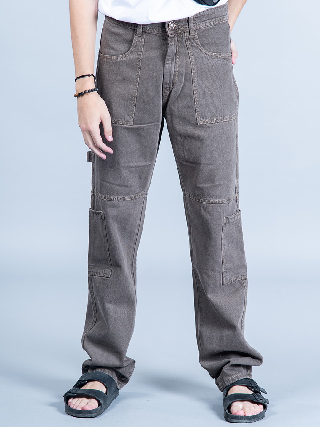 

Tistabene Men Comfort Straight Fit Mid-Rise Cotton Stretchable Jeans, Brown