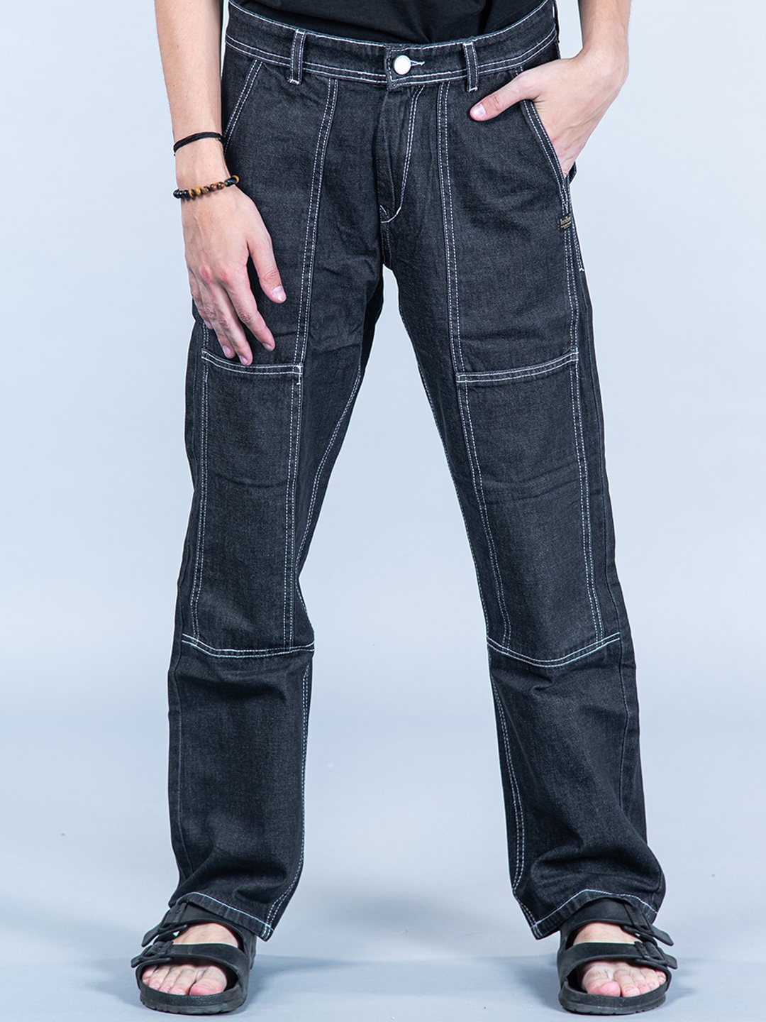 

Tistabene Men Comfort Straight Fit Low Distress Clean Look Cotton Jeans, Black