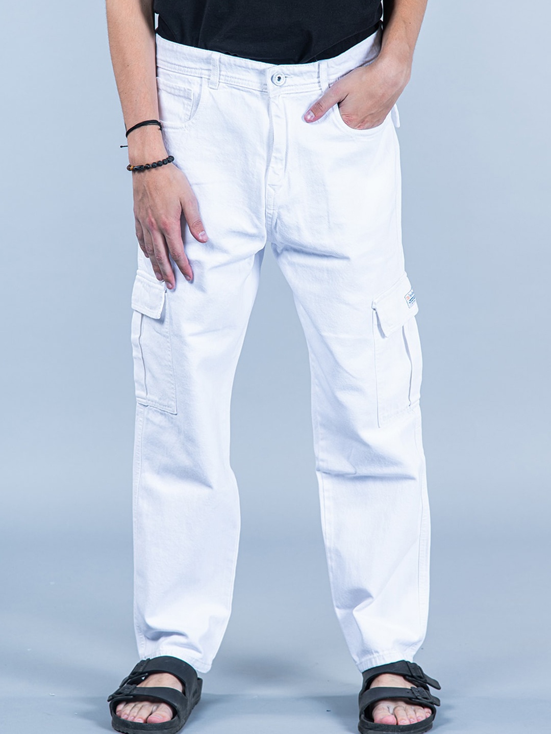 

Tistabene Men Comfort Relaxed Fit Mid-Rise Cotton Stretchable Jeans, White