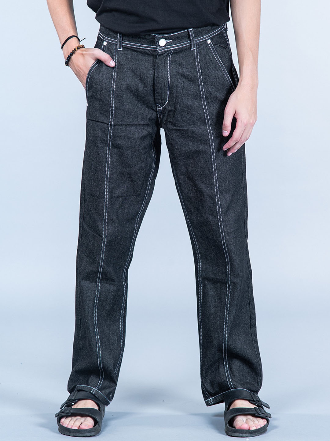 

Tistabene Men Comfort Straight Fit Mid-Rise Cotton Stretchable Jeans, Black