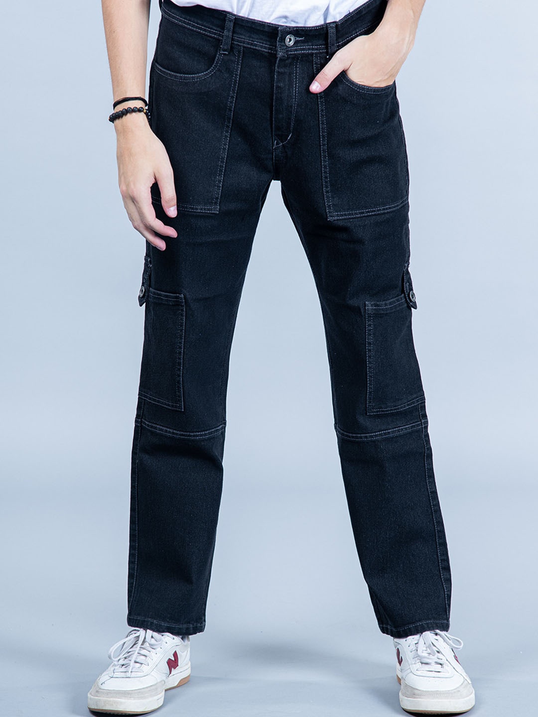 

Tistabene Men Comfort Relaxed Fit Clean Look Cotton Jeans, Black