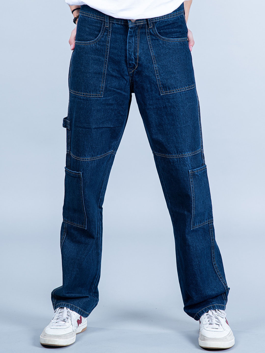 

Tistabene Men Comfort Straight Fit Clean Look Whiskers Cotton Jeans, Blue