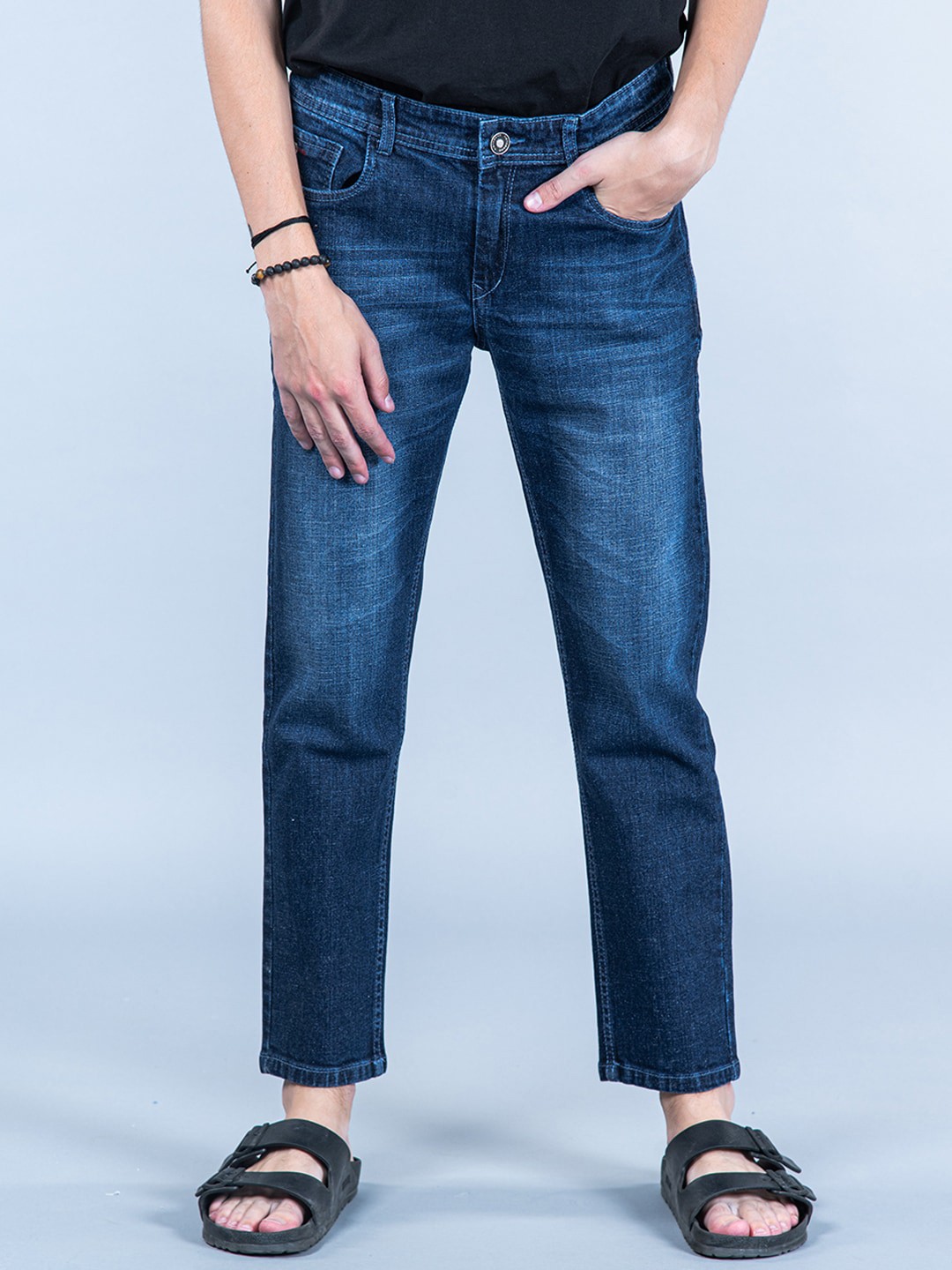 

Tistabene Men Comfort Regular Fit Mid-Rise Heavy Fade Cotton Stretchable Jeans, Blue