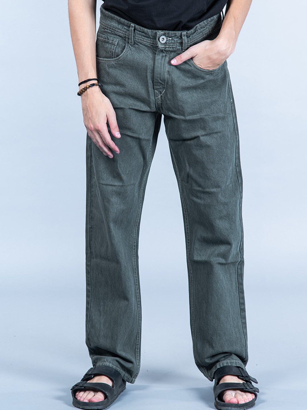 

Tistabene Men Comfort Straight Fit Clean Look Stretchable Jeans, Green