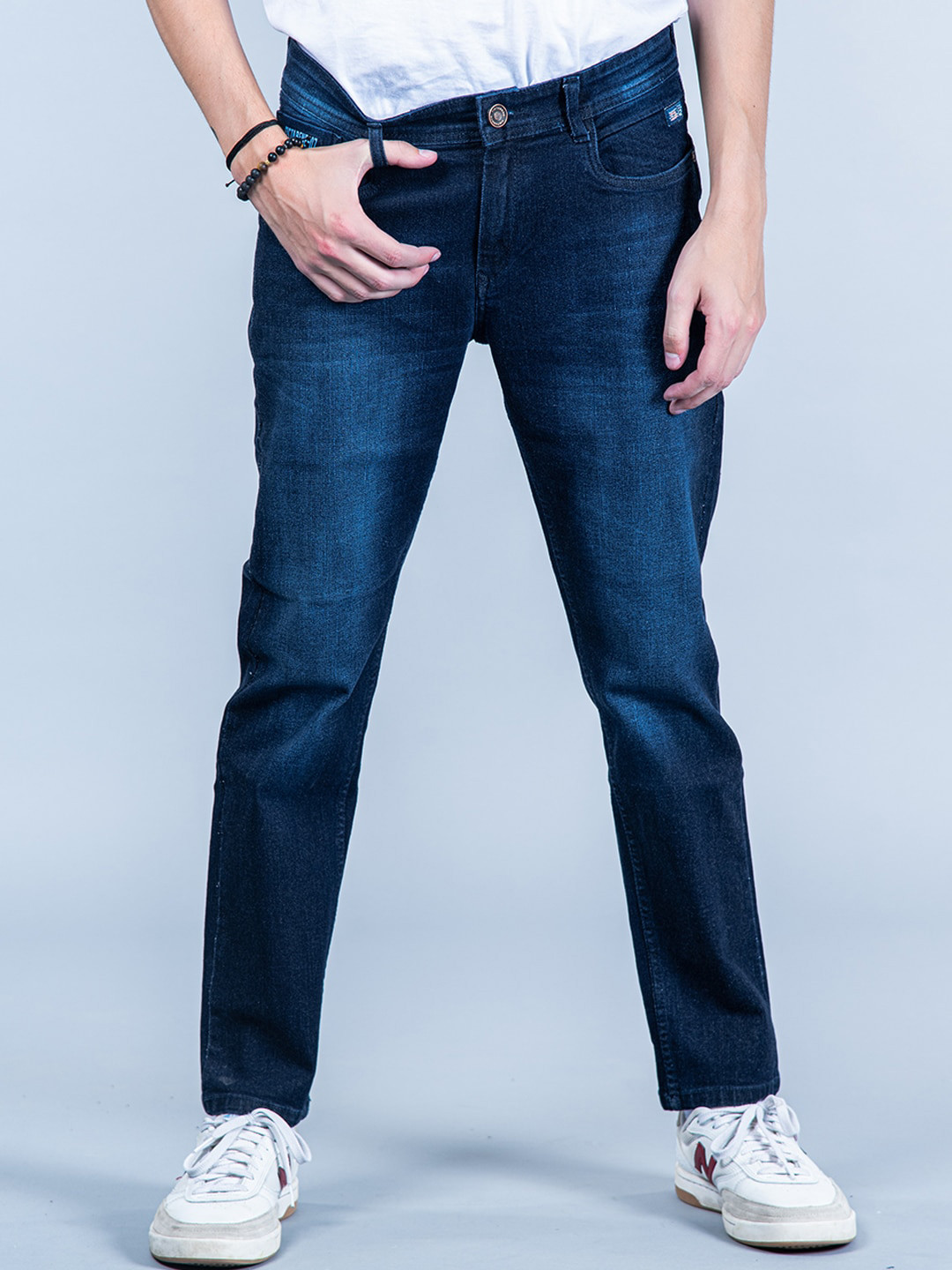 

Tistabene Men Comfort Slim Fit Mid-Rise Light Fade Cotton Stretchable Jeans, Blue
