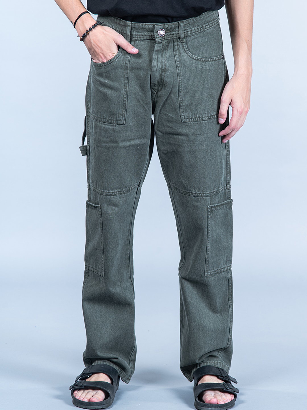 

Tistabene Men Comfort Clean Look Straight Fit Cotton Jeans, Green