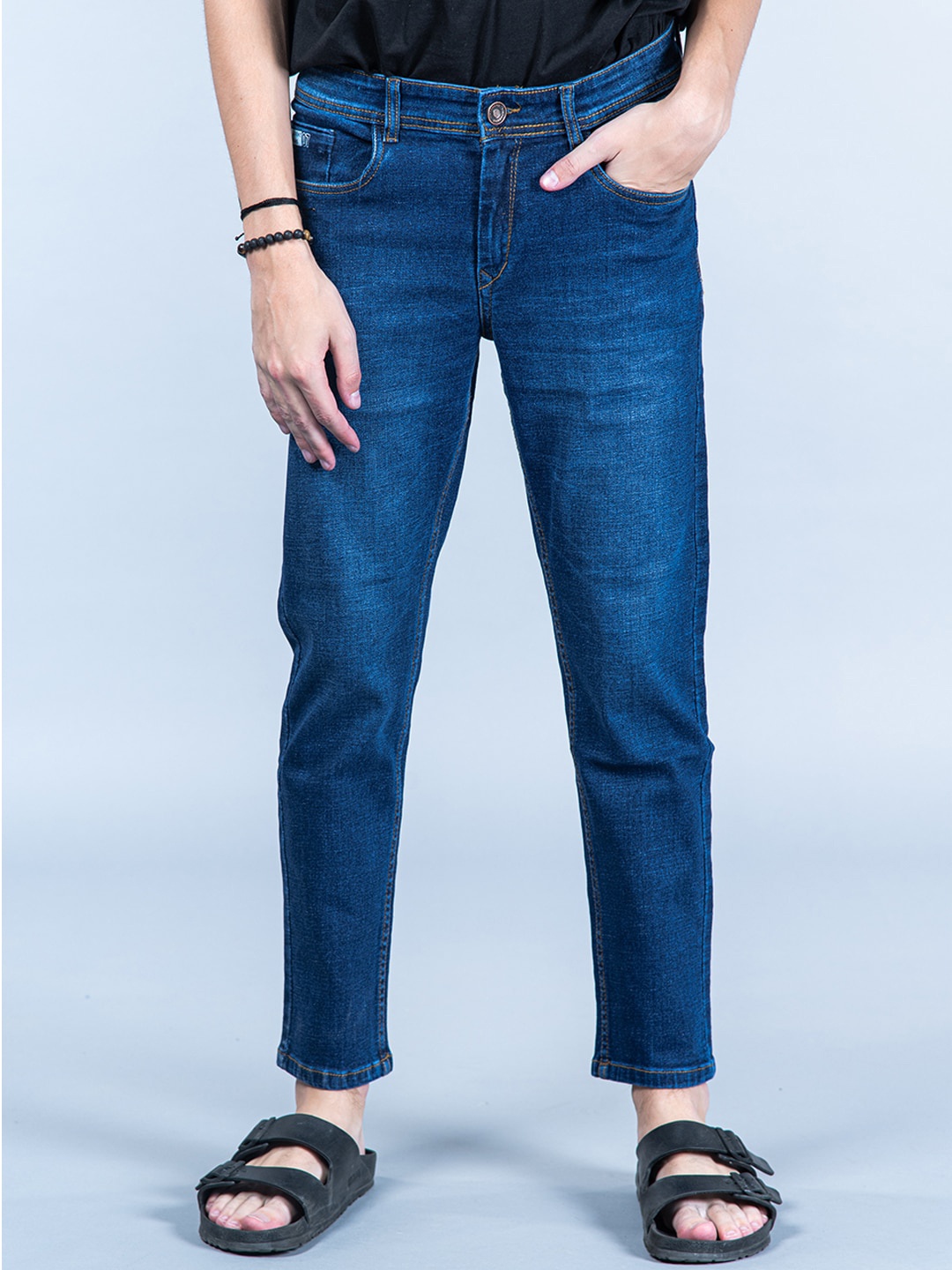 

Tistabene Men Comfort Clean Look Mid Rise Cotton Jeans, Blue