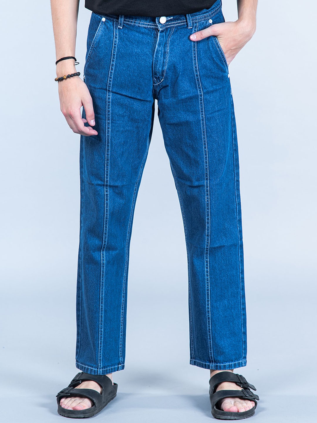 

Tistabene Men Comfort Straight Fit Mid-Rise Cotton Stretchable Jeans, Blue