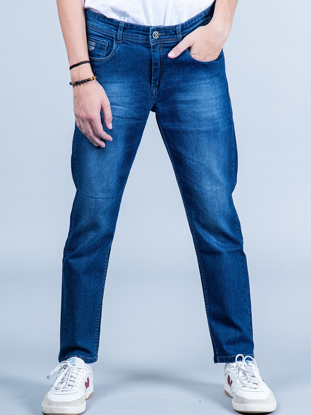 

Tistabene Men Comfort Slim Fit Mid-Rise Clean Look Cotton Stretchable Jeans, Blue