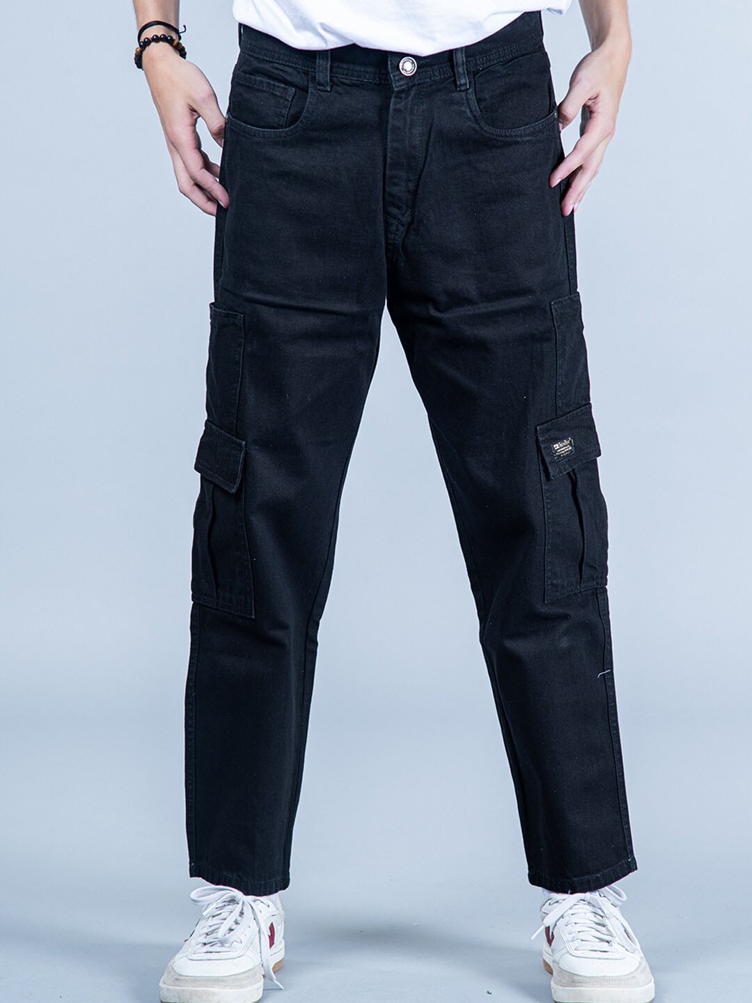 

Tistabene Men Comfort Relaxed Fit Cotton Cargo Jeans, Black