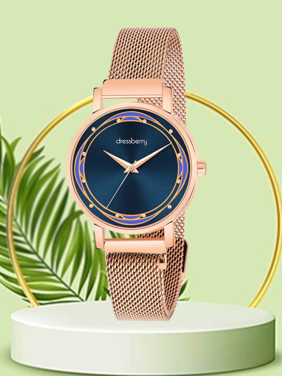 

DressBerry Women Textured Dial & Stainless Steel Straps Analogue Watch HOBDB-163-RG, Rose gold