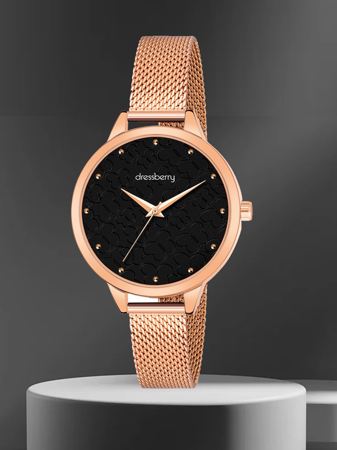 

DressBerry Women Textured Dial & Stainless Steel Straps Analogue Watch HOBDB-161-RG, Rose gold