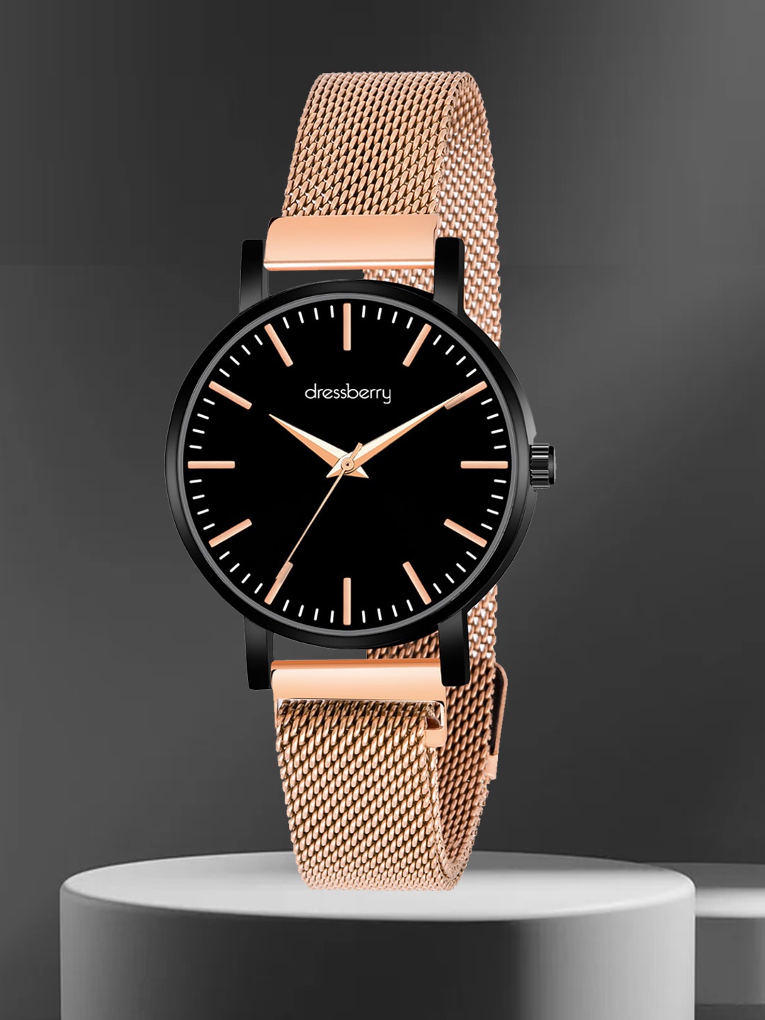 

DressBerry Women Textured Dial & Stainless Steel Straps Analogue Watch HOBDB-165-RG, Rose gold