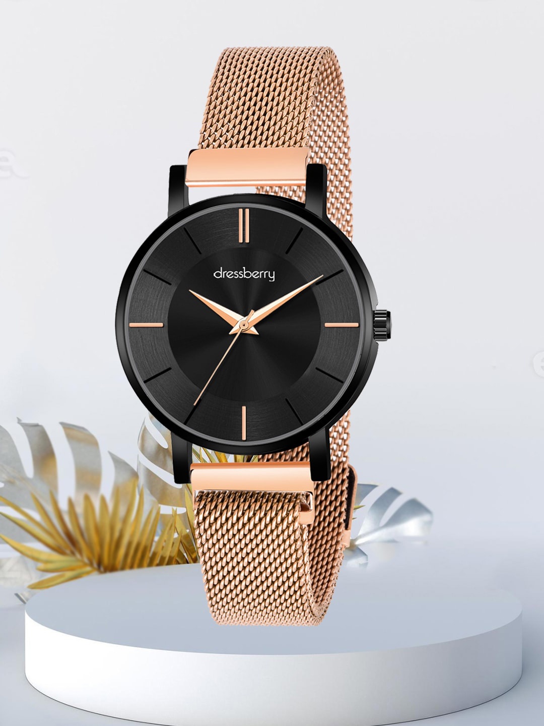 

DressBerry Women Stainless Steel Straps Analogue Watch HOBDB-167-RG, Rose gold