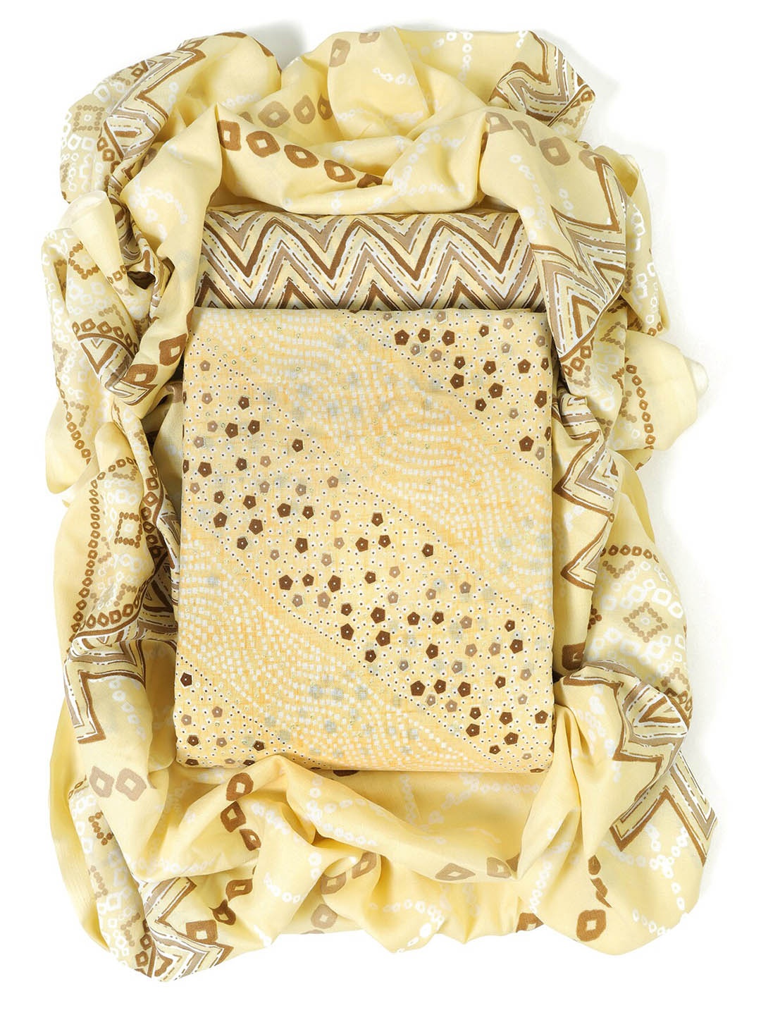 

Sun Fashion And Lifestyle Geometric Printed Unstitched Dress Material, Yellow