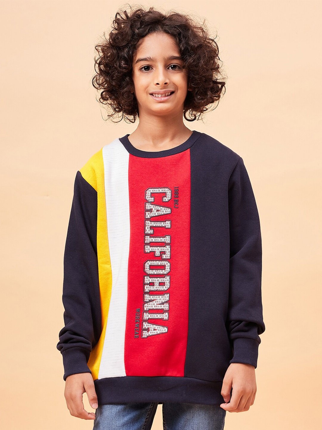 

Ben & Joe Boys Colourblocked Hooded Antimicrobial Pullover Sweatshirt, Navy blue
