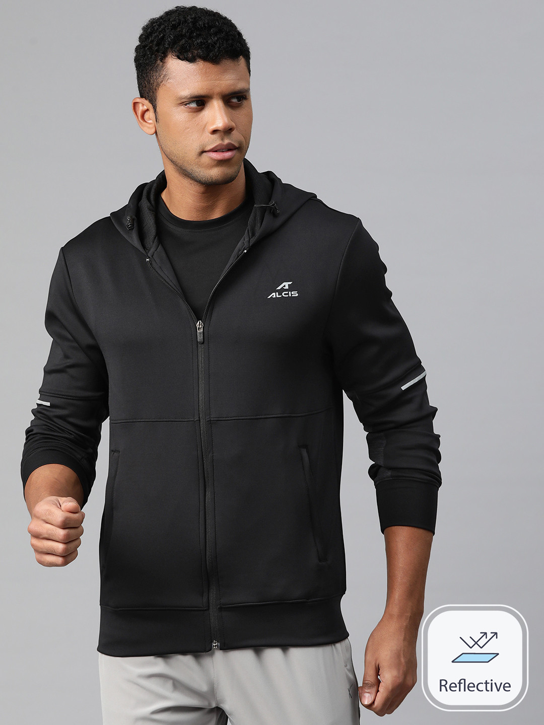 

Alcis Men Open Front Jacket, Black