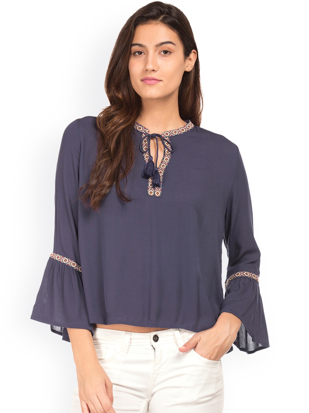 

Aeropostale Women Blue Solid Top