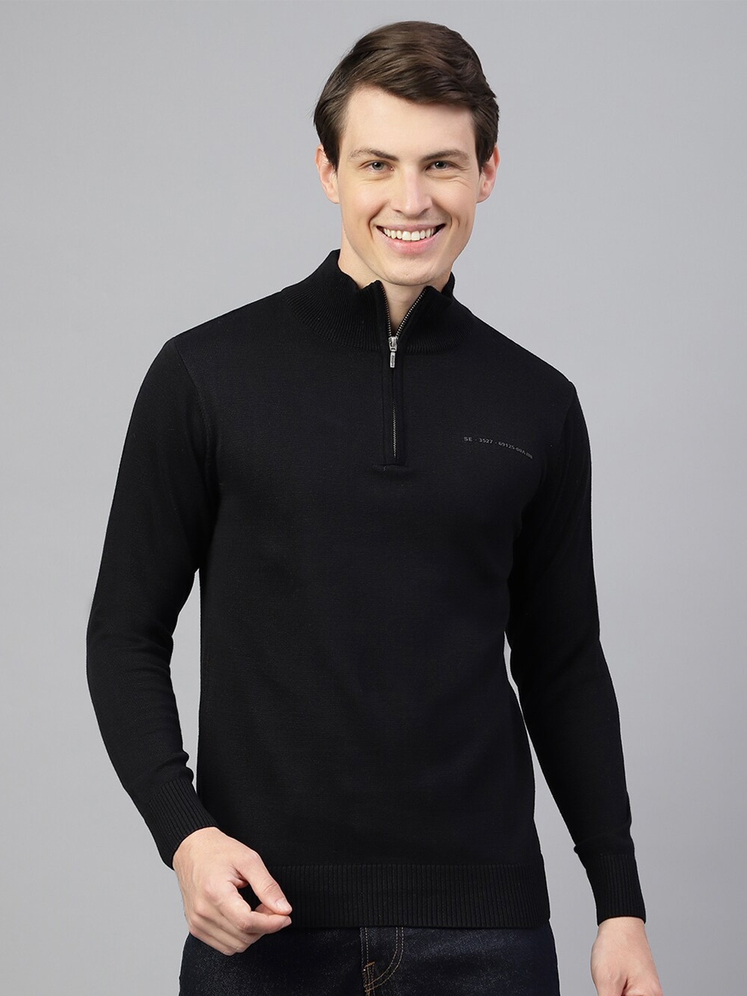 

Richlook Mock Collar Long Sleeves Pullover Sweater, Black