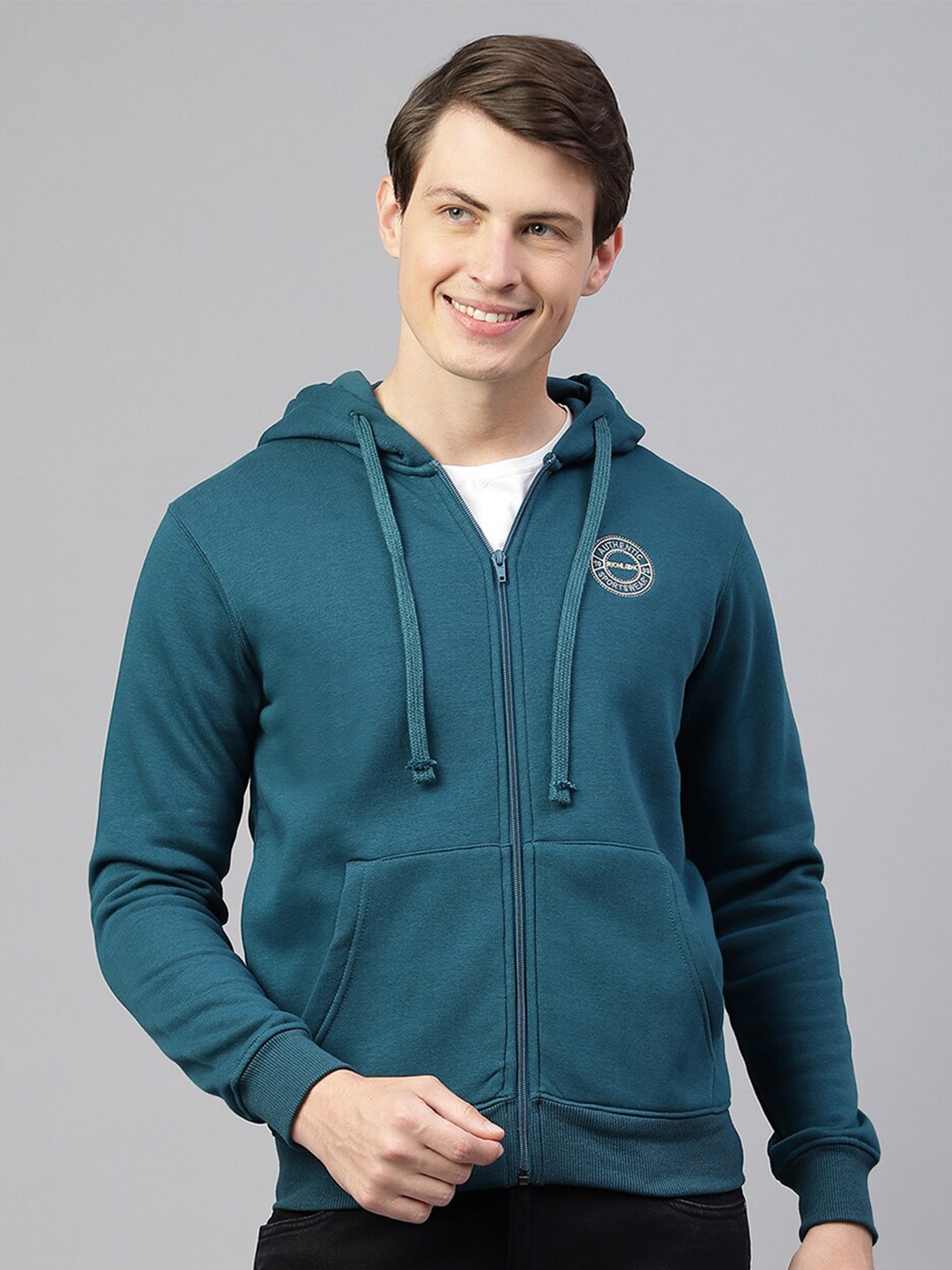 

Richlook Hooded Front-Open Sweatshirt, Teal