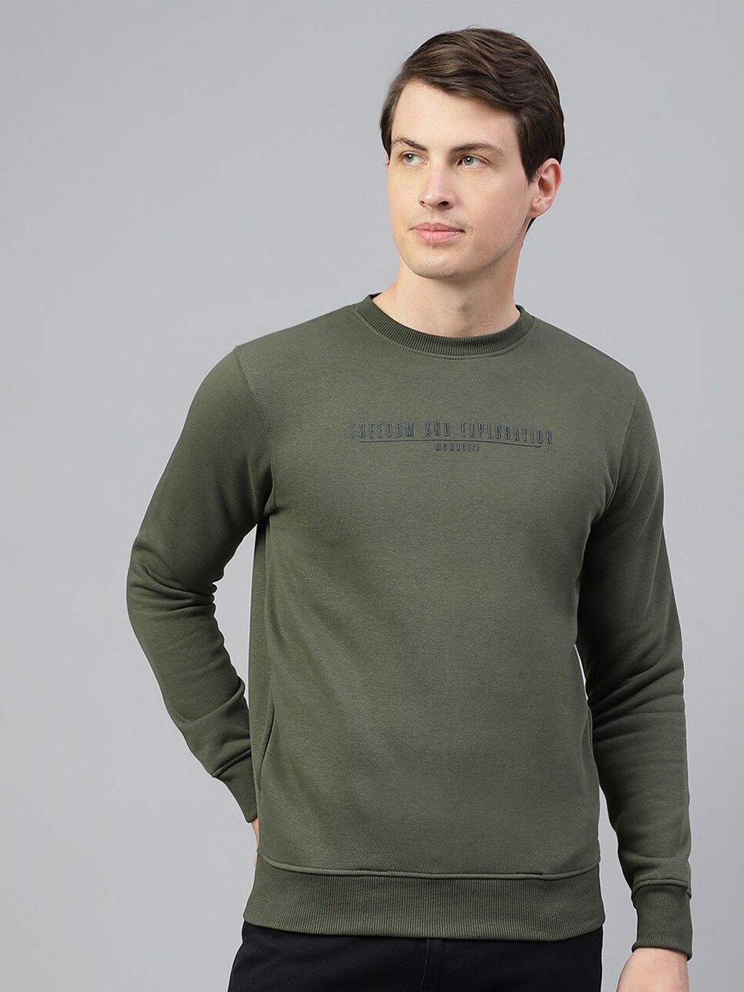 

Richlook Typography Printed Sweatshirt, Olive