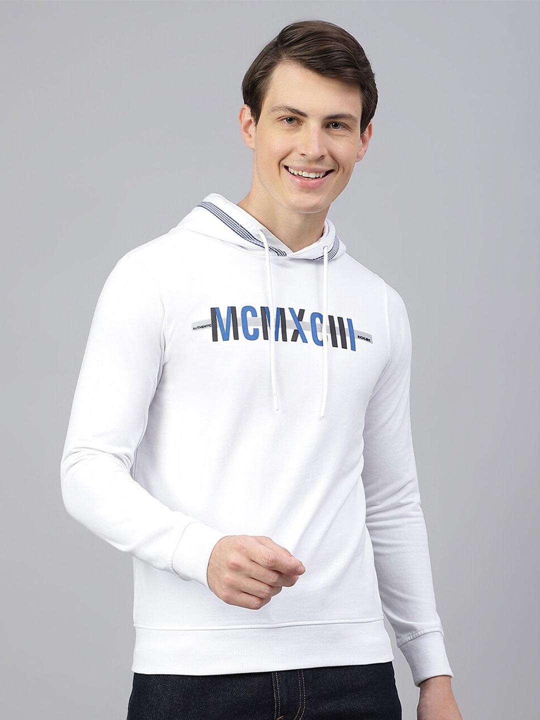 

Richlook Typography Printed Hooded Sweatshirt, White