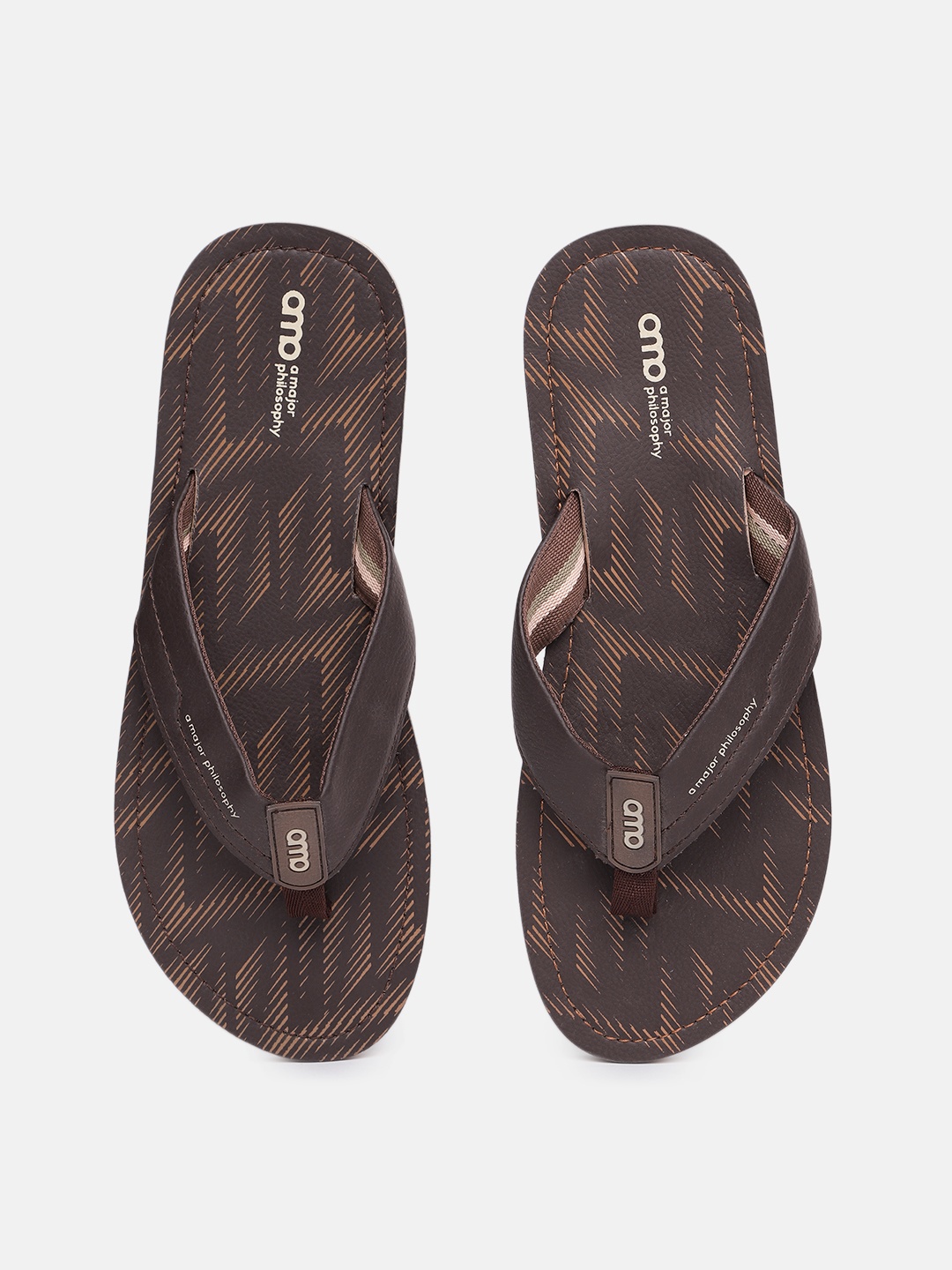 

AMP Men Printed Thong Flip-Flops, Brown