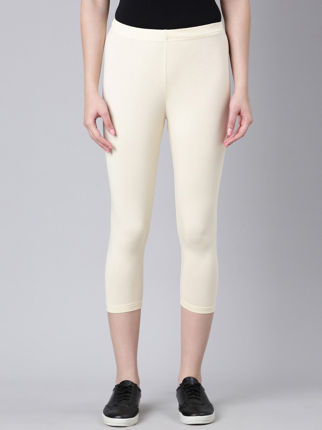 

DIXCY SCOTT Slimz Mid-Rise Cotton Three-Fourth Length Leggings, Cream