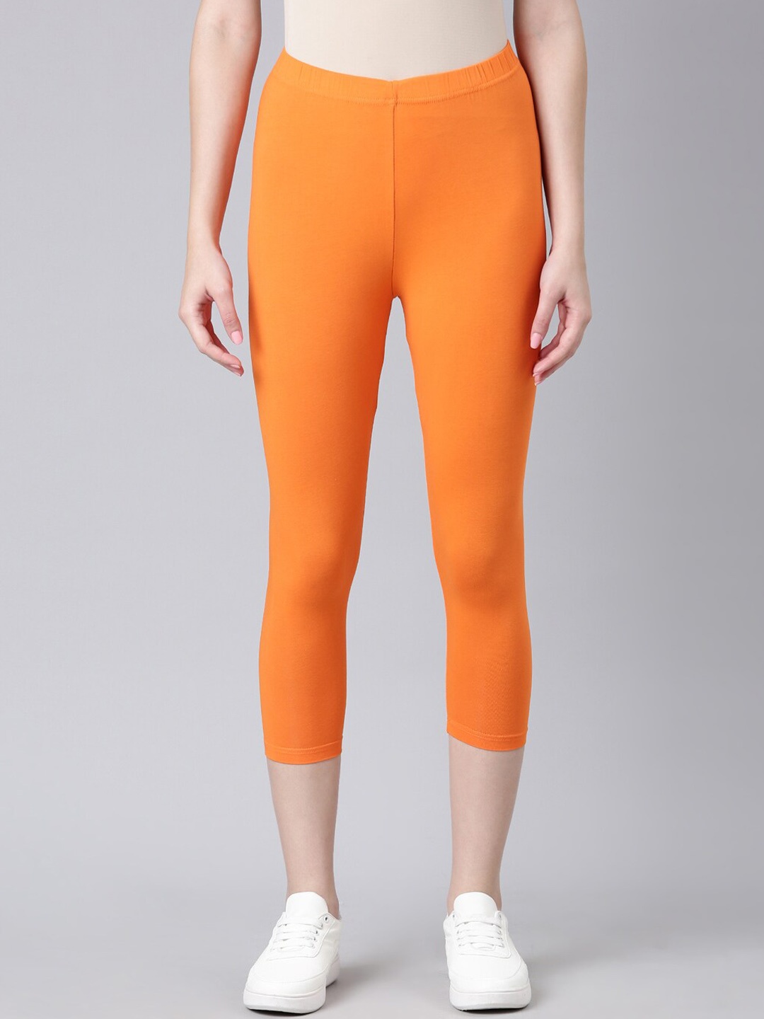 

DIXCY SCOTT Slimz Mid-Rise Three-Fourth Length Leggings, Orange