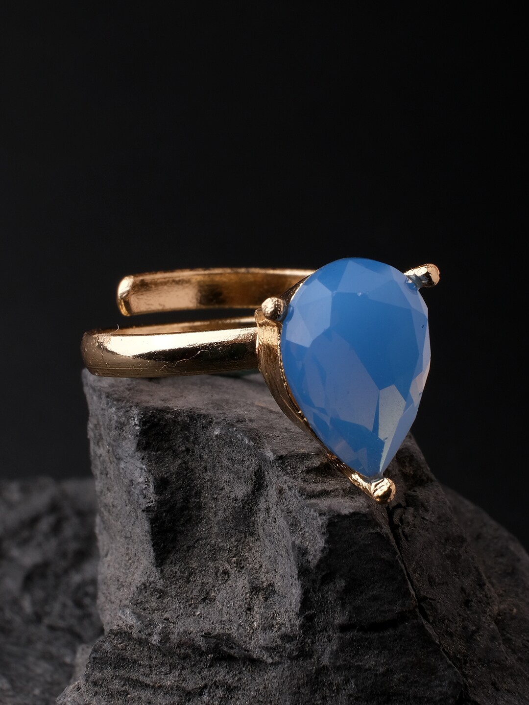 

XPNSV Gold Plated Crystal Studded Adjustable Finger Ring