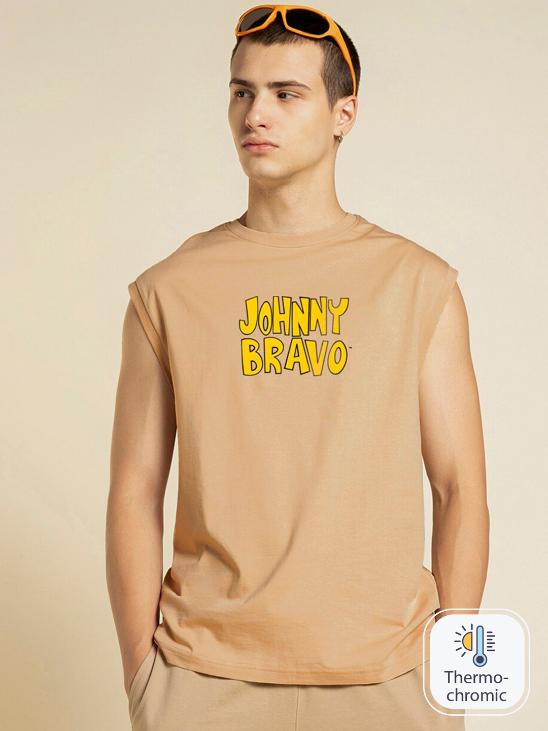 

Bewakoof Typography Printed Boxy Fit Pure Cotton Gym Vest 605655, Brown