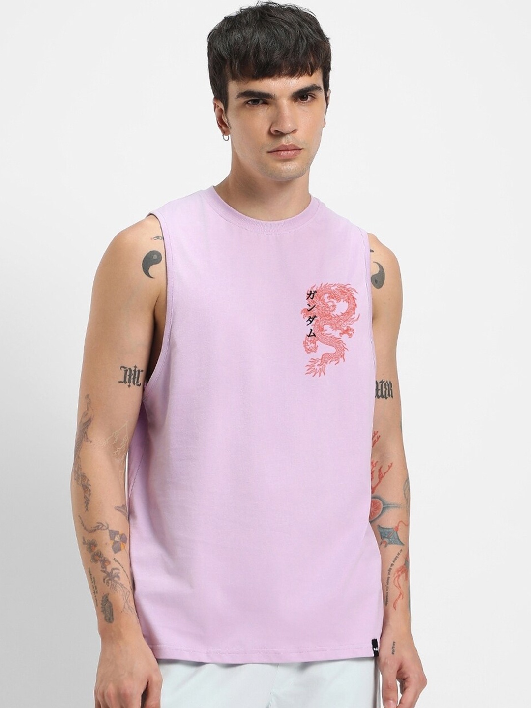 

Bewakoof Cyber Samurai Graphic Printed Gym Vest 605695, Purple
