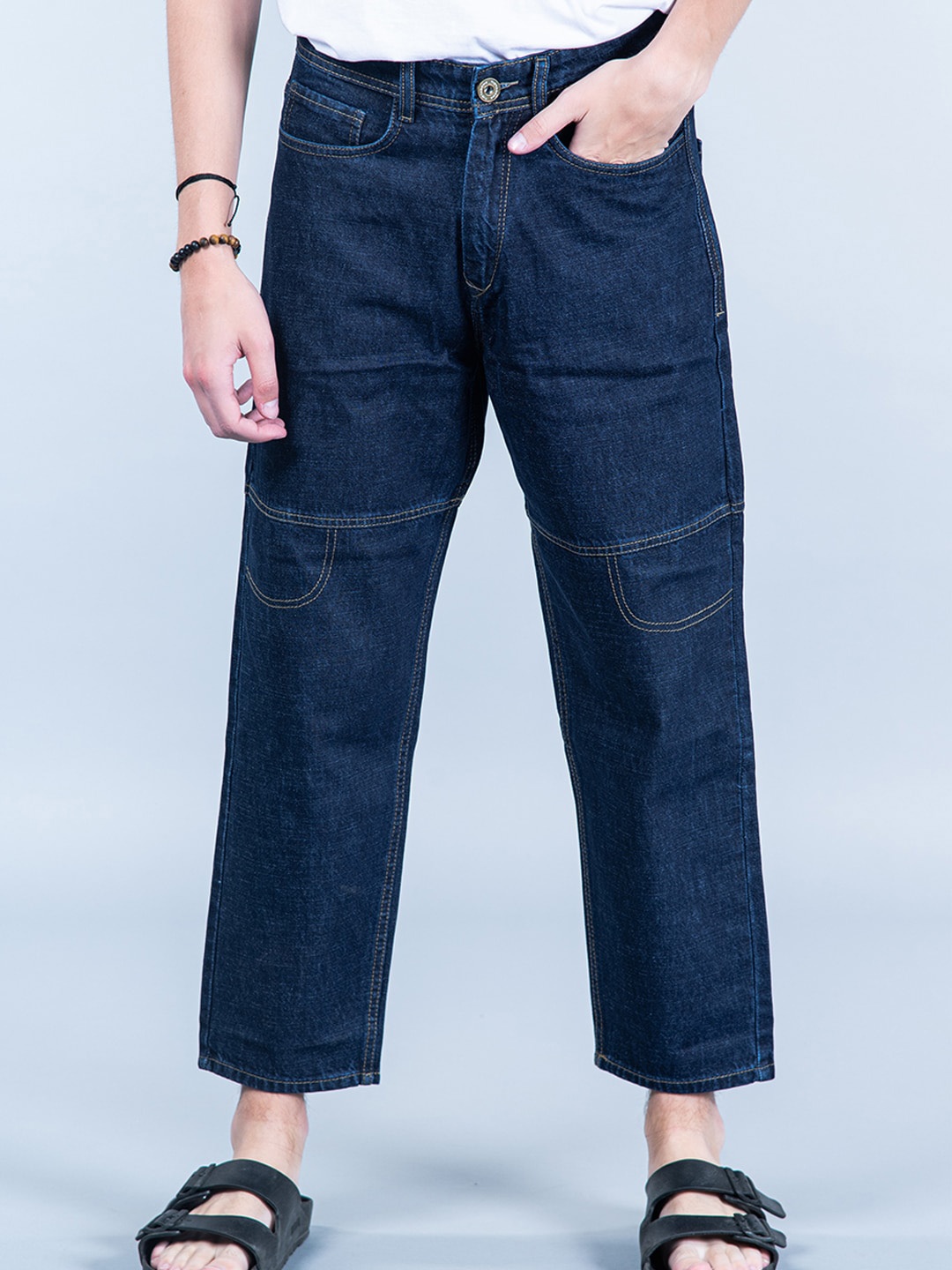 

Tistabene Men Comfort Baggy Fit Clean Look Cotton Jeans, Navy blue