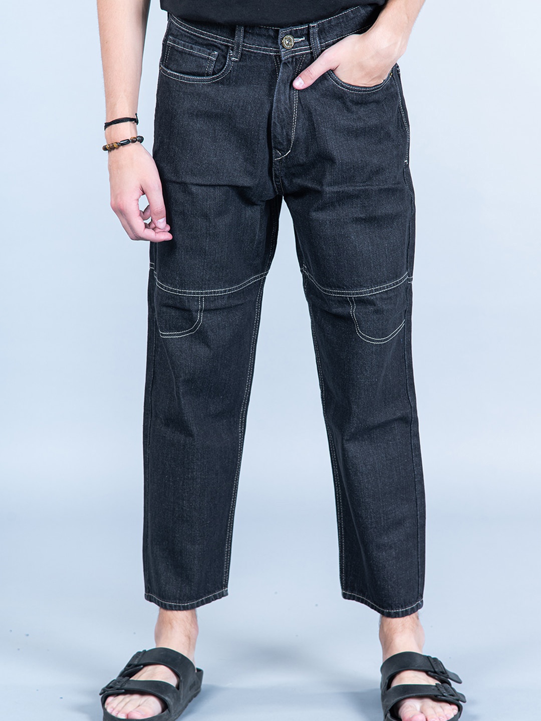 

Tistabene Men Comfort Baggy Fit Clean Look Cotton Jeans, Black