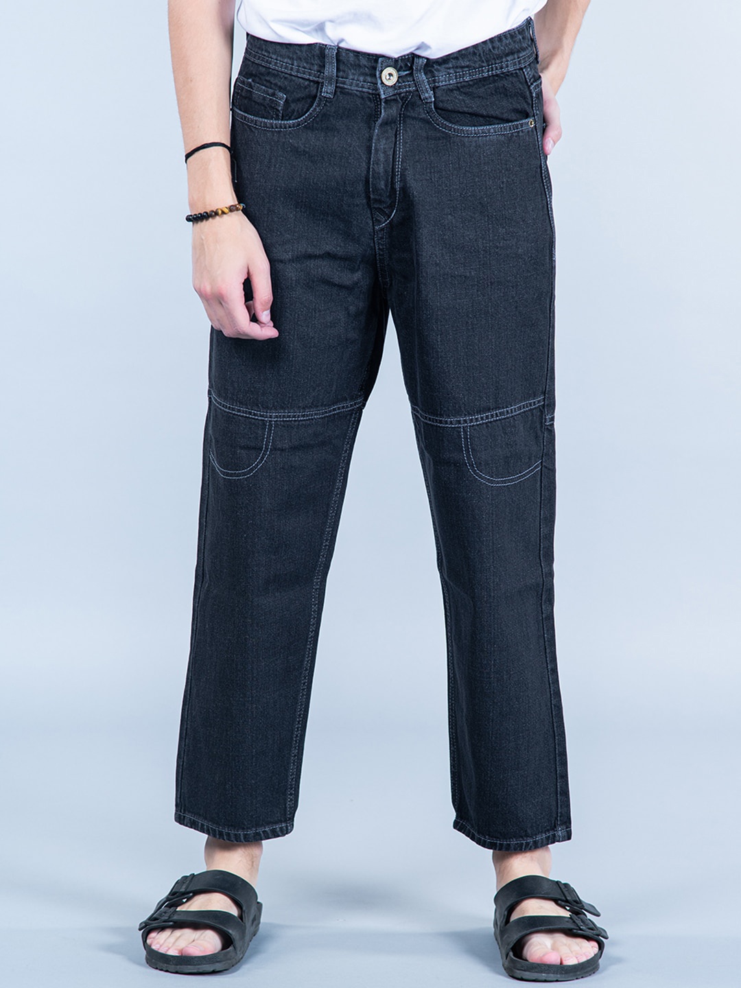 

Tistabene Men Comfort Stretchable Clean Look Cotton Cropped Jeans, Black