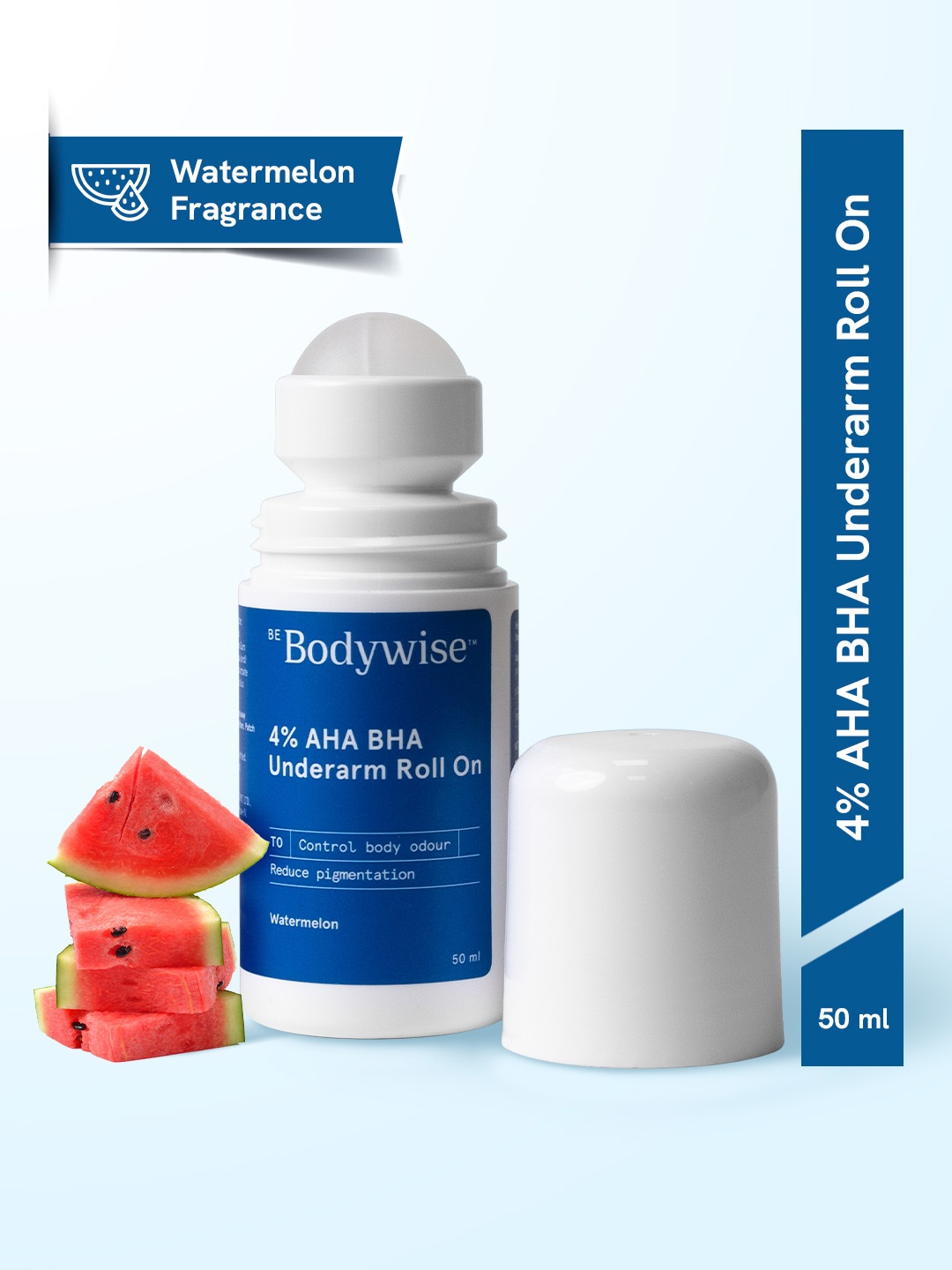 

Be Bodywise 4% AHA BHA Underarm Roll On To Control Body Odour - Watermelon - 50ml, Blue