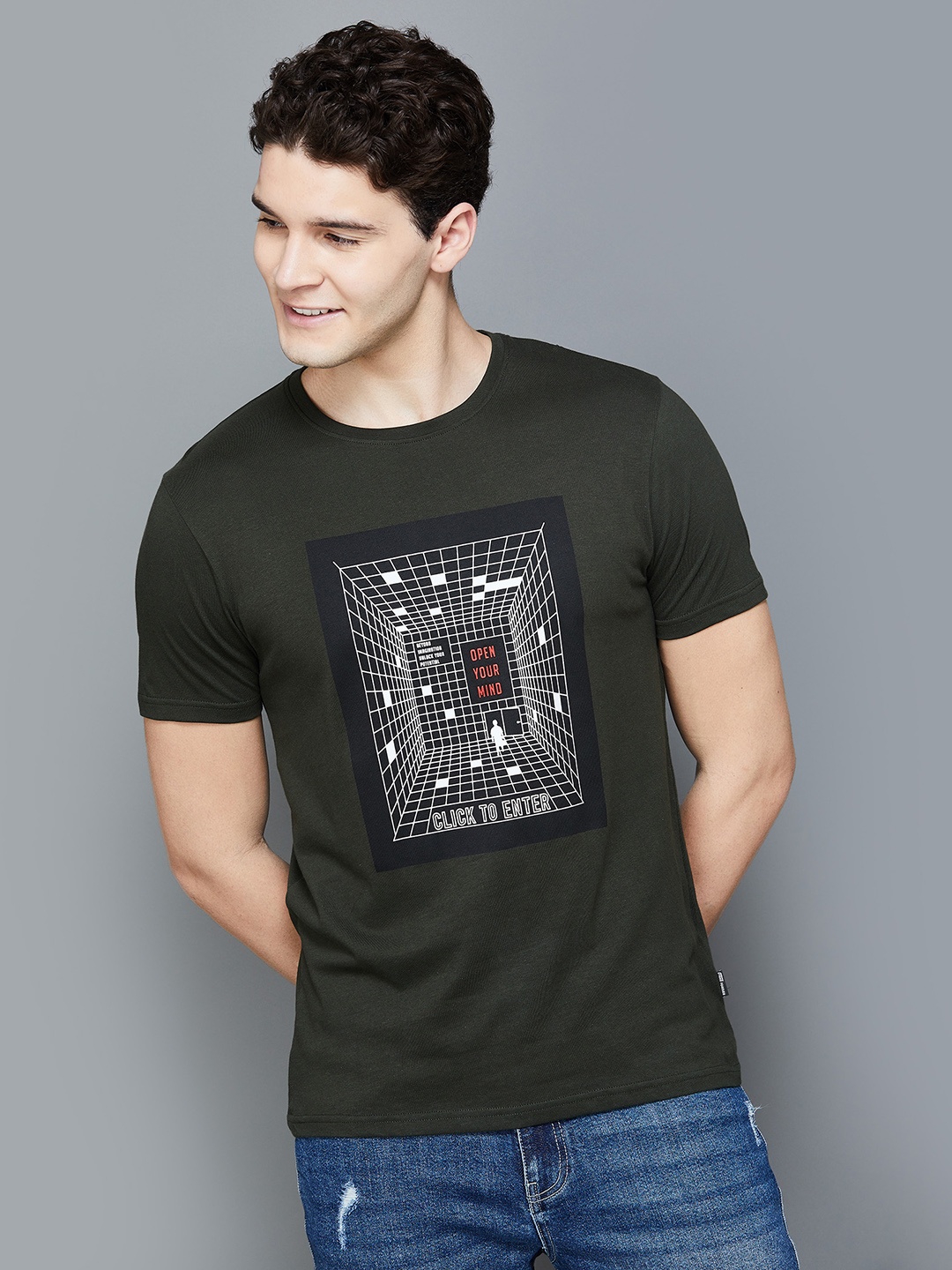 

Fame Forever by Lifestyle Graphic Printed Cotton T-shirt, Olive