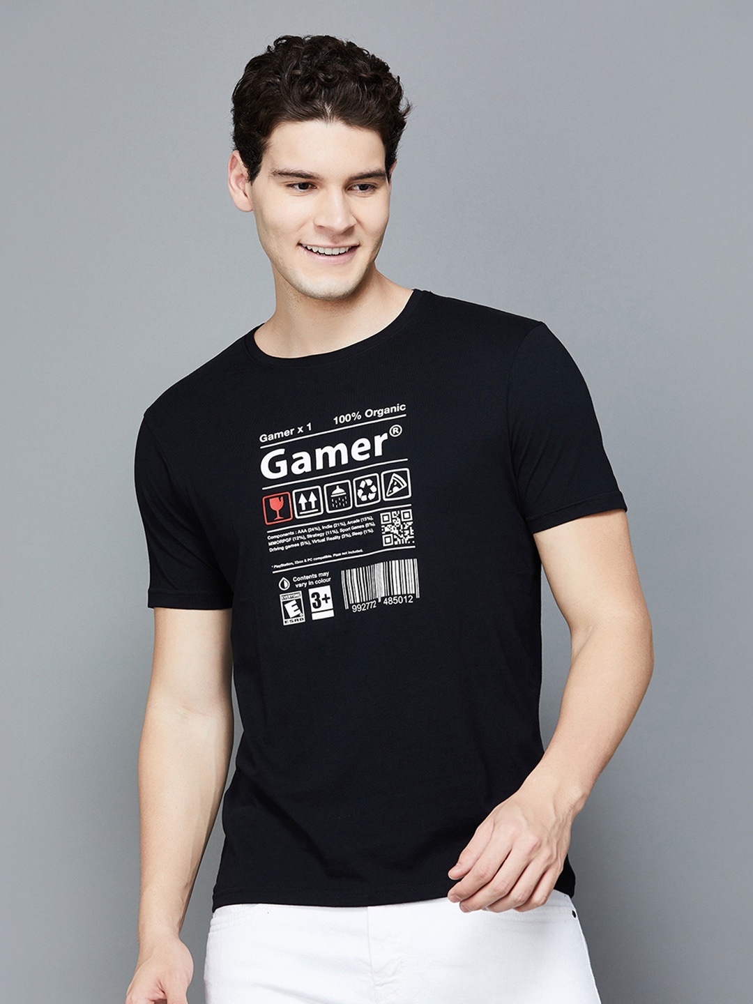 

Fame Forever by Lifestyle Typography Printed Cotton T-shirt, Black